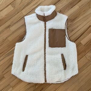 White and Brown Sherpa Vest
